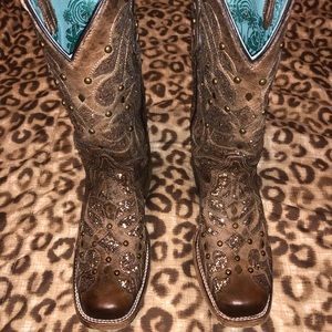 Glitter Leather Western Boot